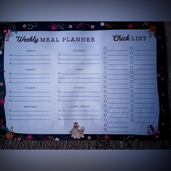 Magnetic Weekly Meal Planner - Chick List Shopping List Bella Bug - Picture 2 of 4